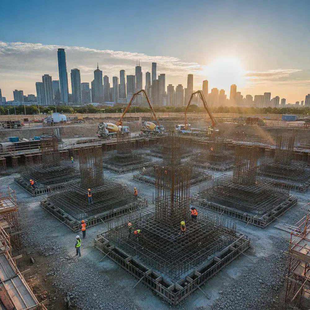 Construção da fundação da torre
